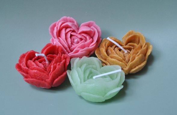 Kaars hartjes roos €2,50